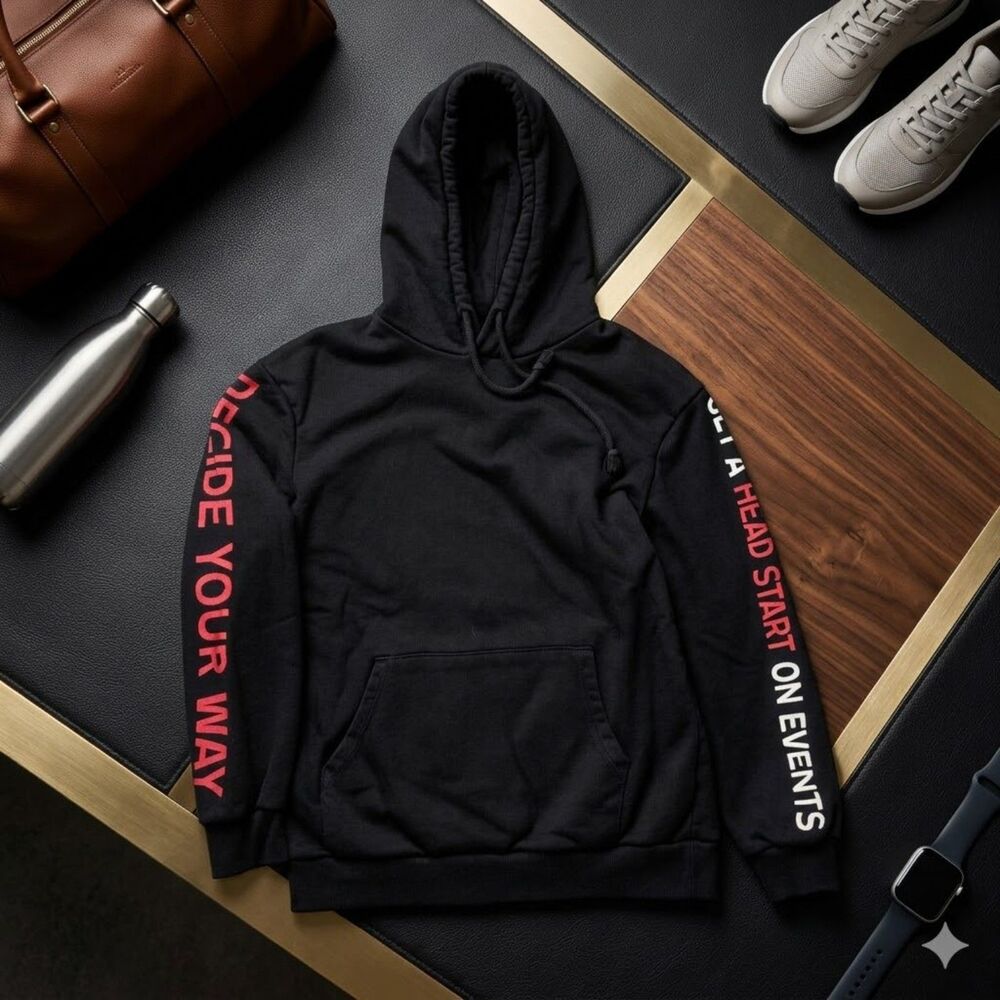 Zara Man Black Graphic Hoodie S Decide Your Way Get A Head Start Streetwear